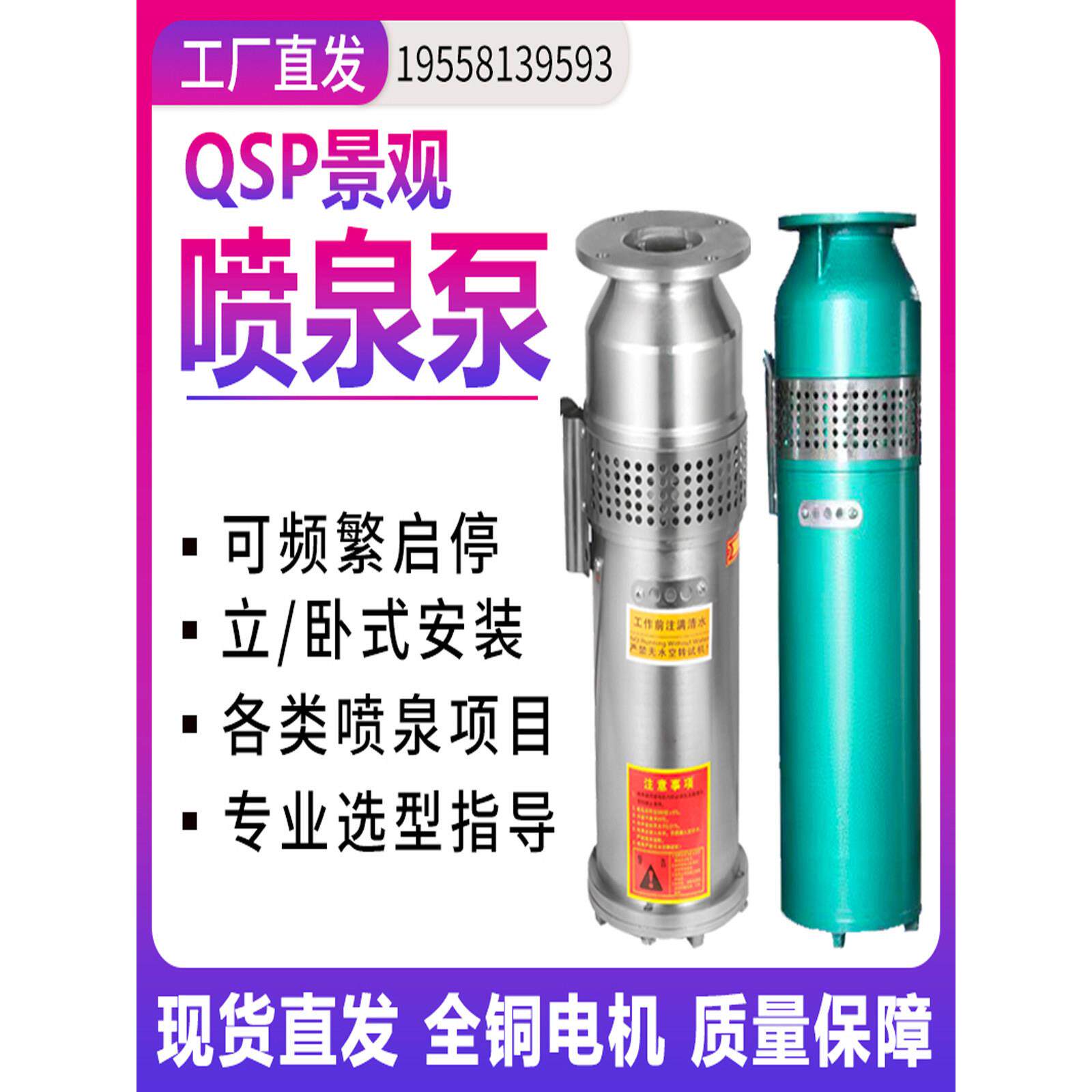 Qsp喷泉泵铸铁不锈钢水沉浸式潜水泵大流量声音公园森林景观喷泉