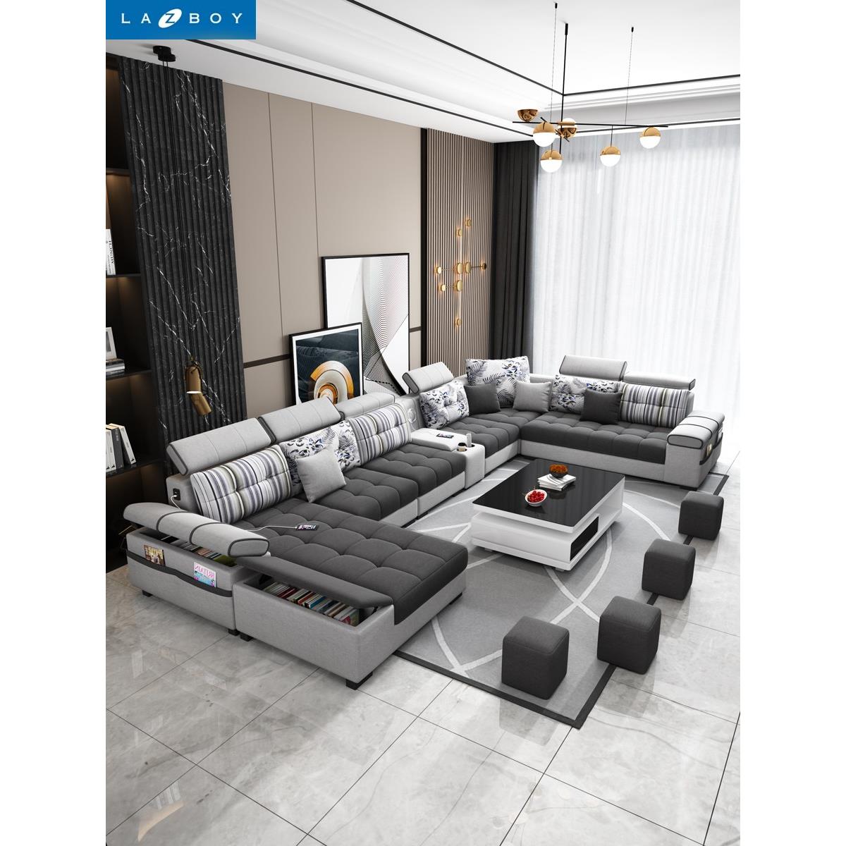 LAZBOY乐至宝布艺沙发客厅简约现代2025新款大户型北欧科技布沙发