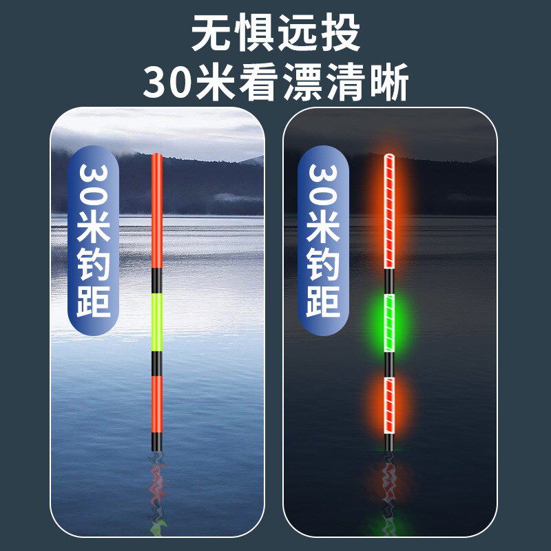 大浮力大物夜光漂日n夜两用咬钩变色超亮鲢鳙电子漂钓鱼浮漂鲤鱼