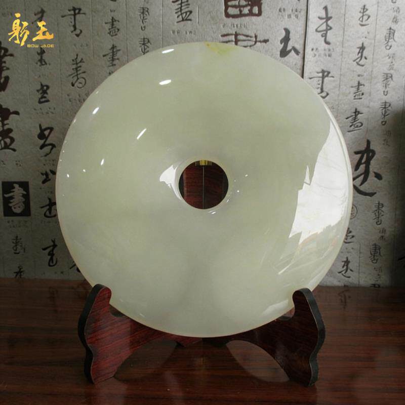 天然玉石摆饰玉扣玉器璧平安扣玉石摆饰家居玄关饰品乔迁礼品摆件