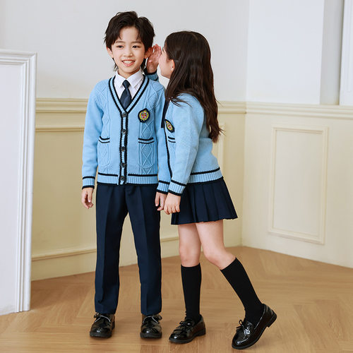 小学生校服春秋学院风班服套装儿童韩版开衫英伦三件套幼儿园园服