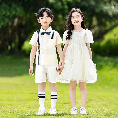 六一儿童节演出服幼儿园毕业照男童校服女童公主蓬蓬纱裙表演服装