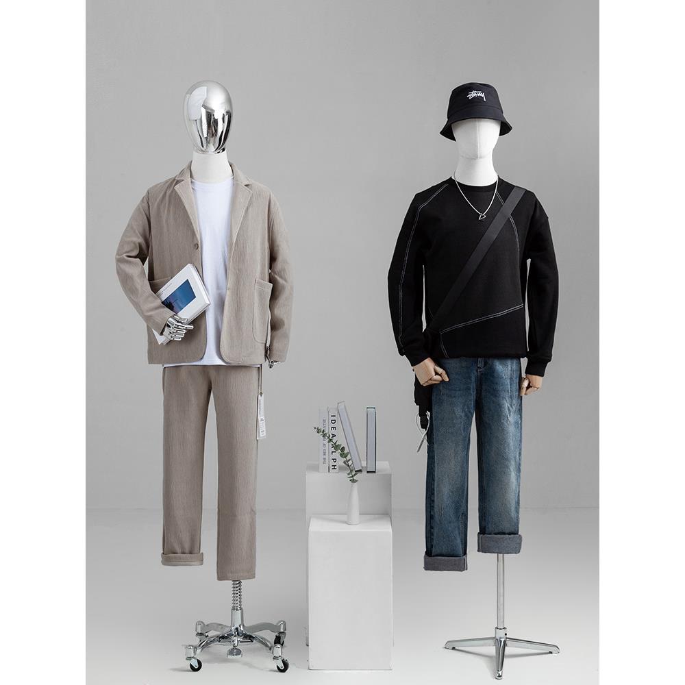 男装店高档模特道具展示架男半身橱窗人台假人偶全身包布人体模型