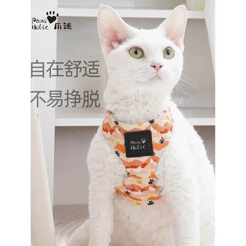 Pawsholic猫皮带背心式挽具防分离宠物户外猫皮带