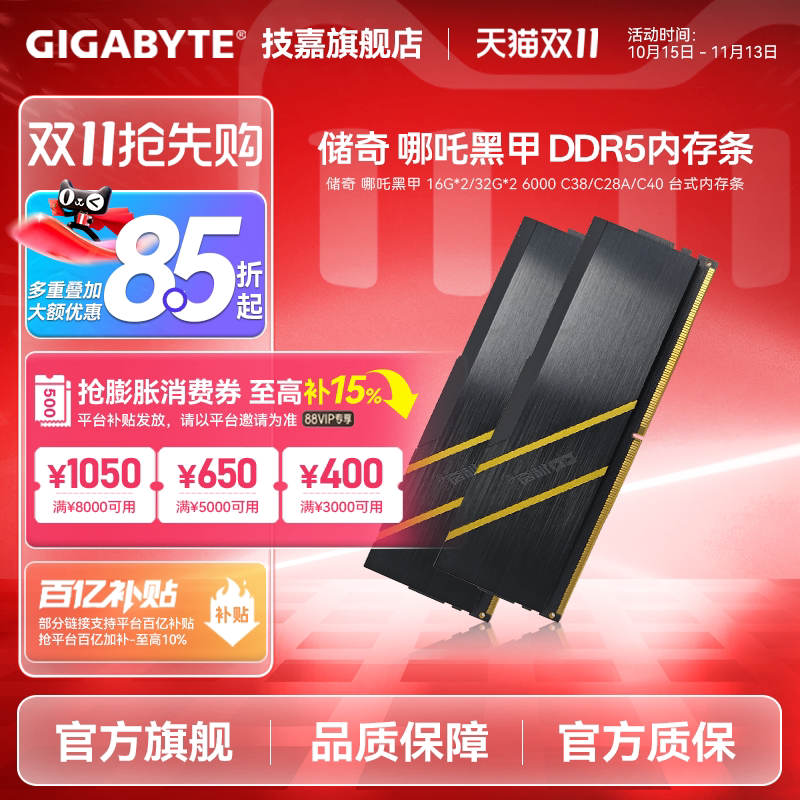储奇 玄奘 哪吒黑甲 6000 C28 C38 C40 16G*2 32G*2 D5马甲内存条