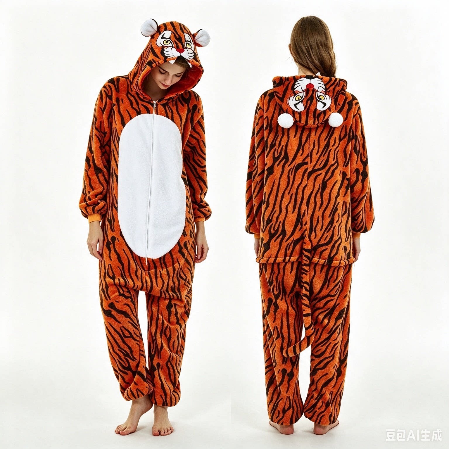 Onesie 老虎连体家居服 法兰绒卡通动物睡衣 角色扮演服Tiger