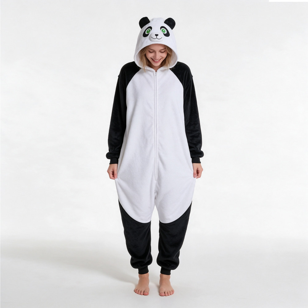 Onesie熊猫卡通动物连体睡衣情侣冬家居万圣节panda