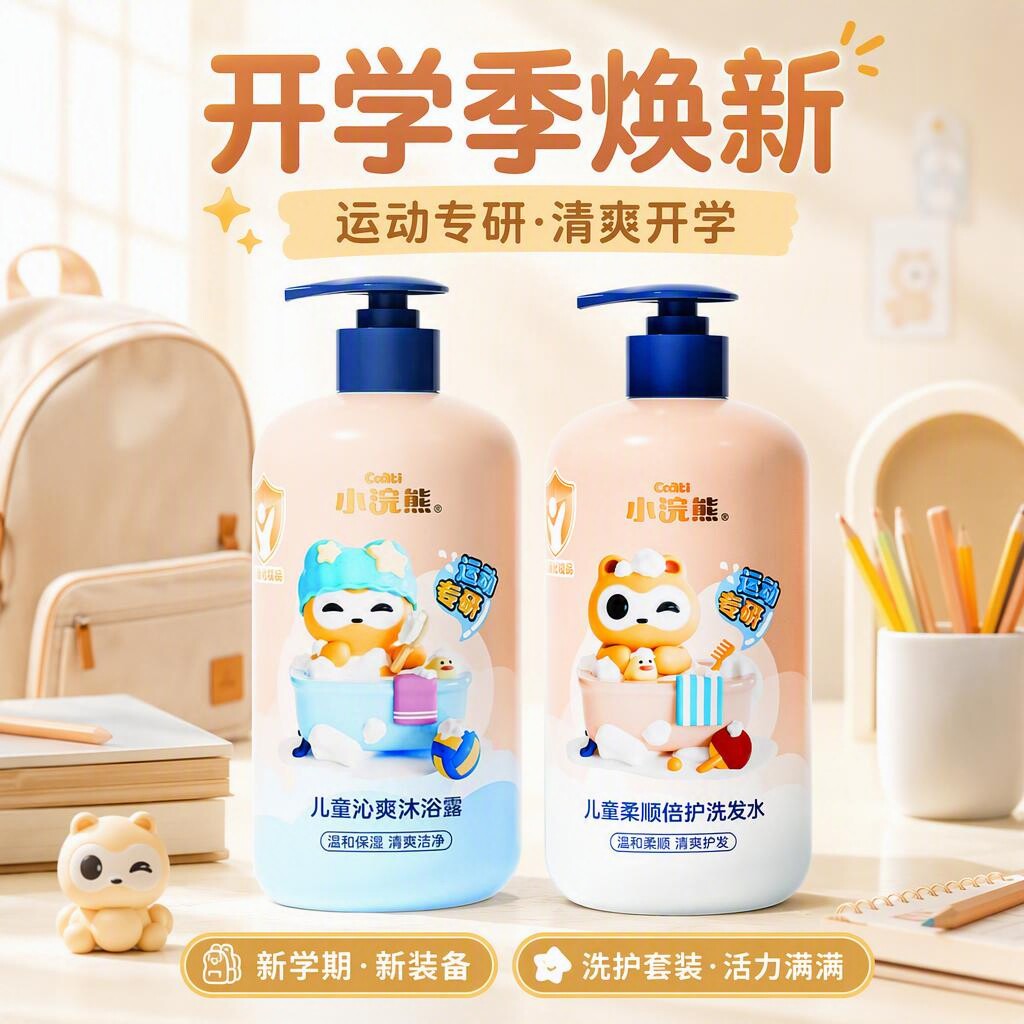 小浣熊儿童洗发水沐浴露组合套装