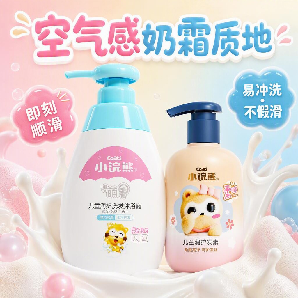 小浣熊儿童润护洗发水护发素套装