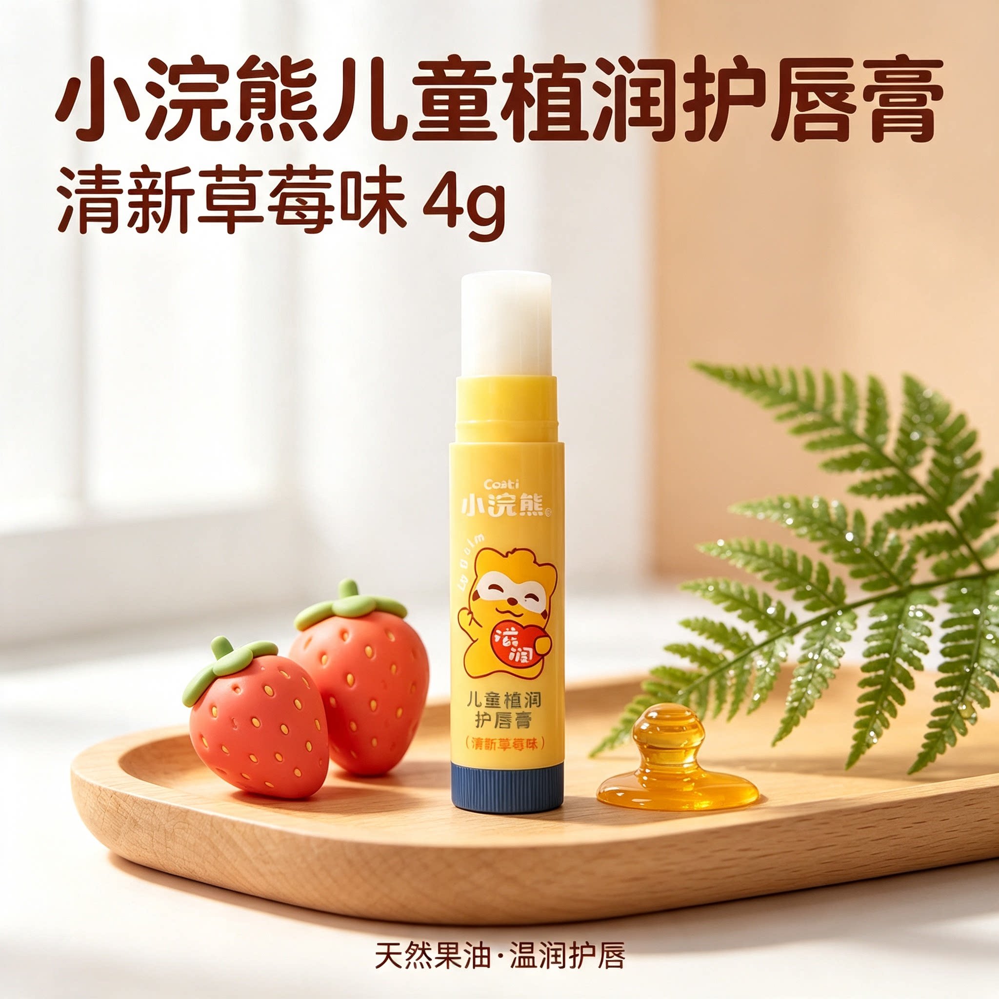 小浣熊婴童草莓润唇膏4g