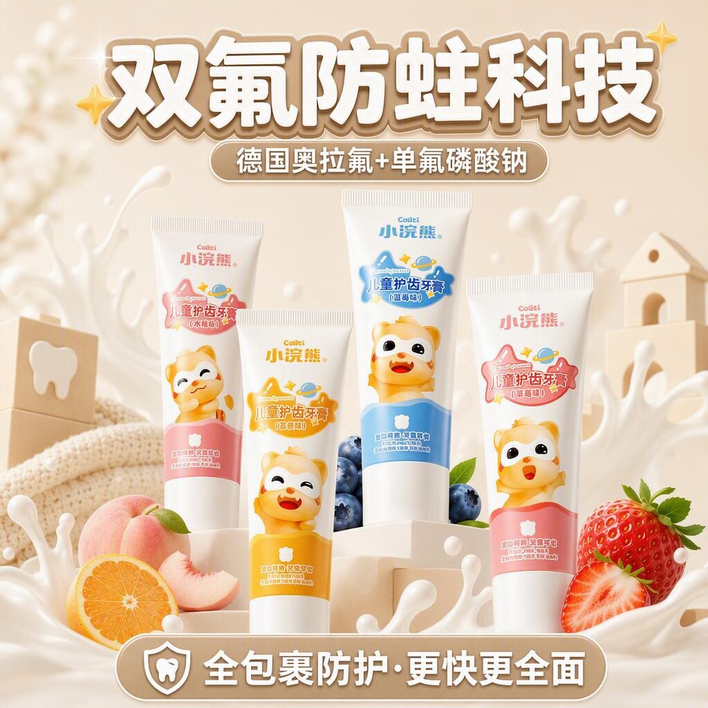 小浣熊儿童水晶牙膏清甜果香