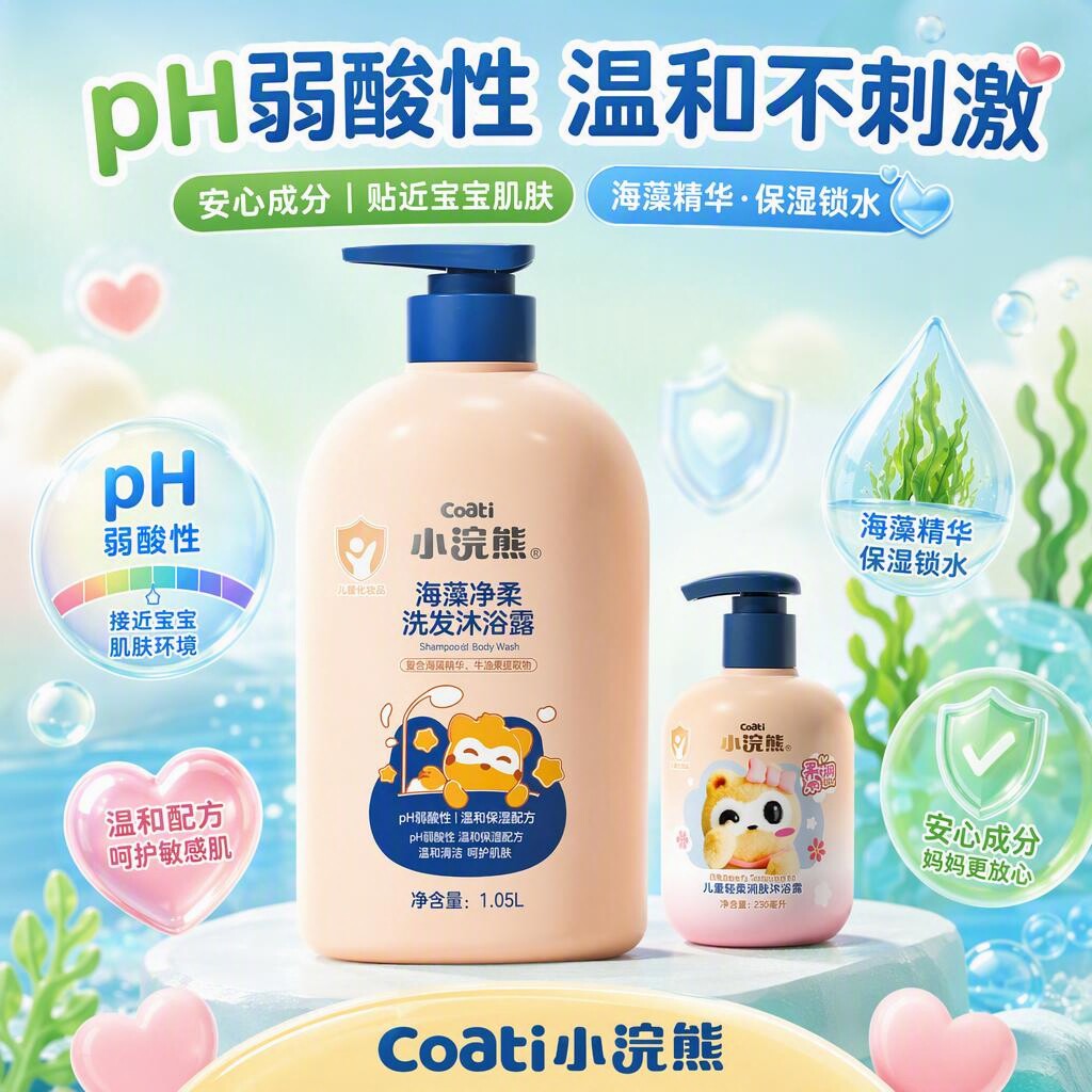 小浣熊儿童海藻洗护套装
