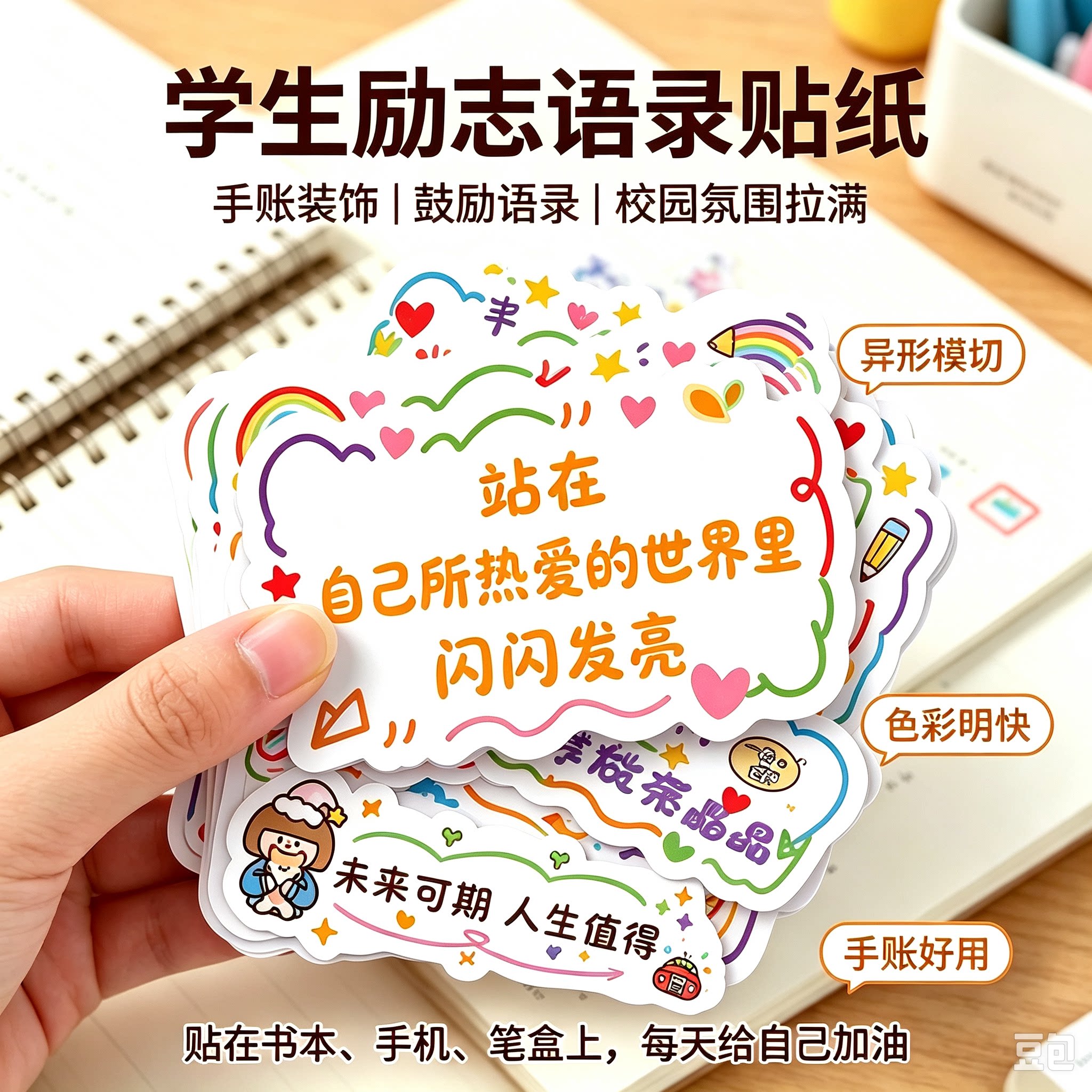 学生励志语录贴纸手账装饰正能量鼓励文字中高考书本手机壳笔盒YL