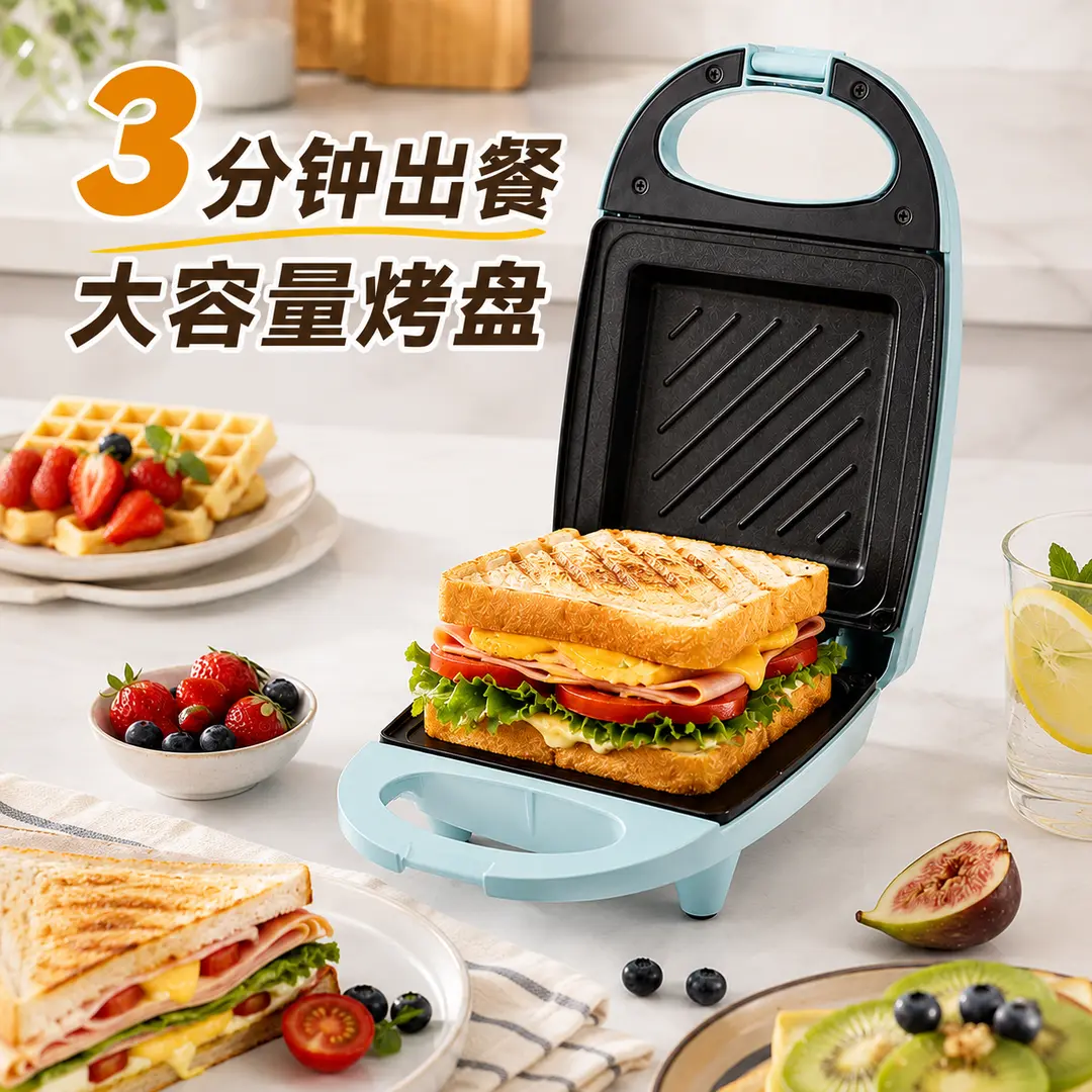 三明治机多功能家用轻食早餐机三文治电饼铛吐司烤面包压烤机CL