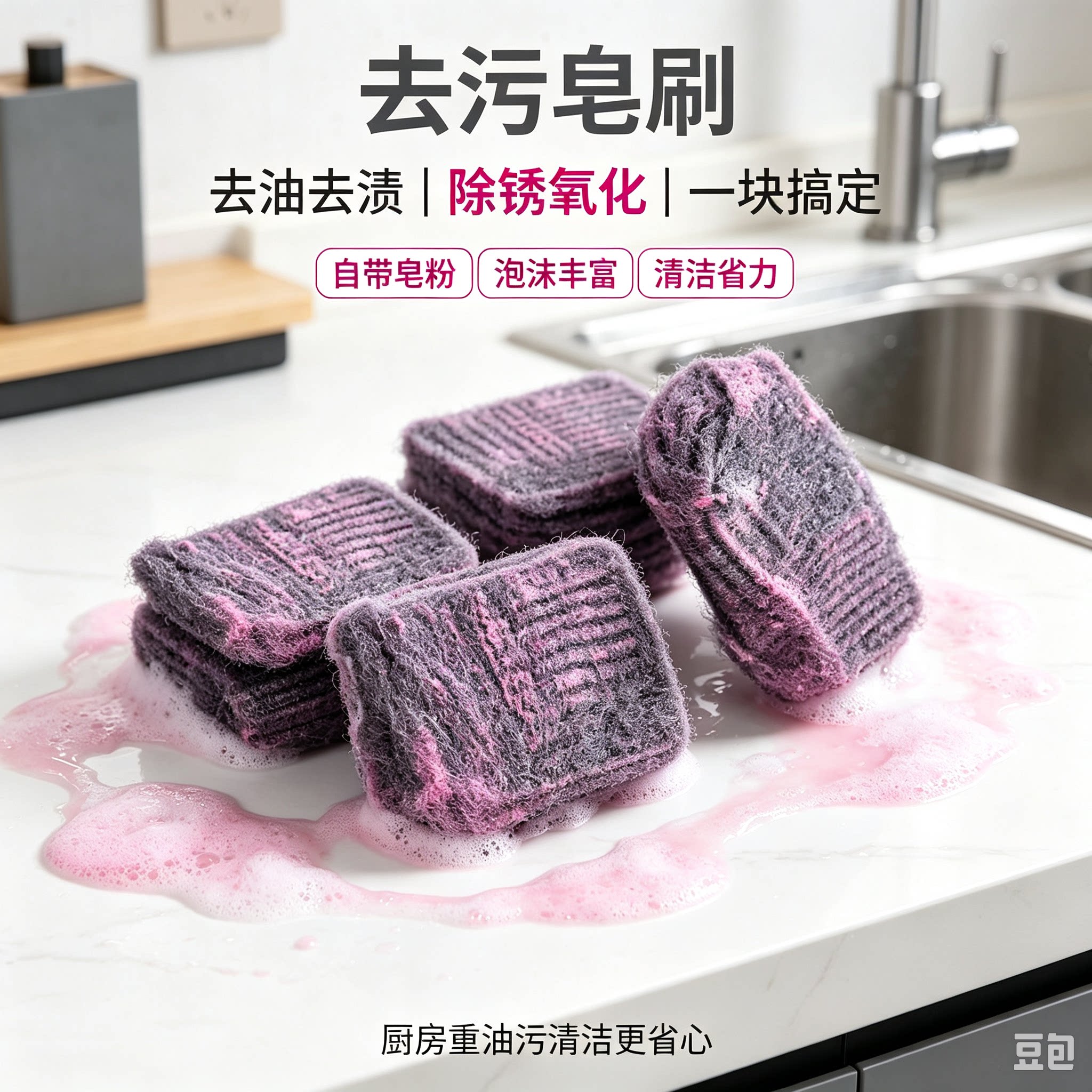 厨房推荐神器钢丝球厨房去污皂刷除油渍魔力擦不锈钢洗碗清洁球YL