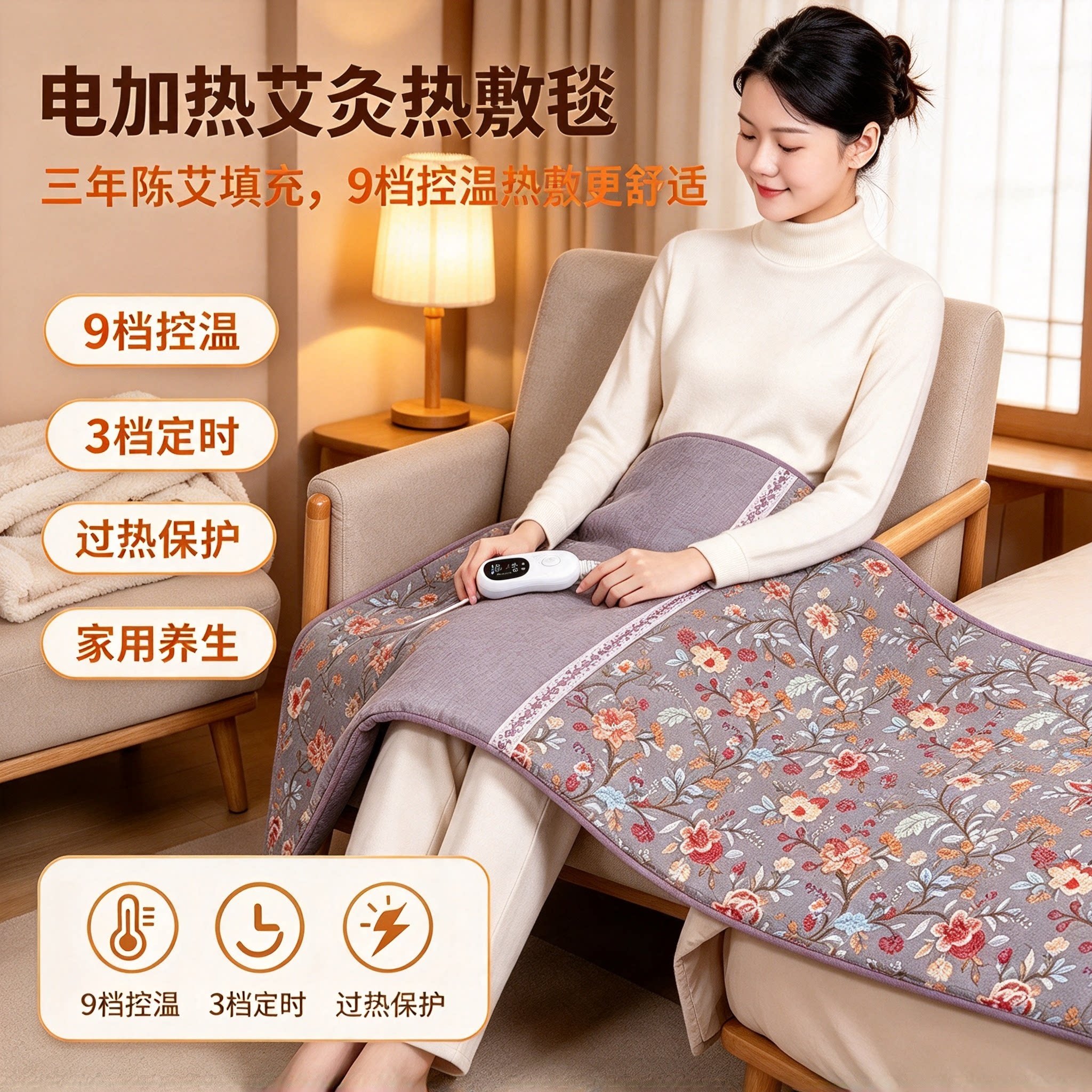 艾灸热敷毯电加热艾绒床垫艾草电热褥子全身通用养生艾灸毯YL
