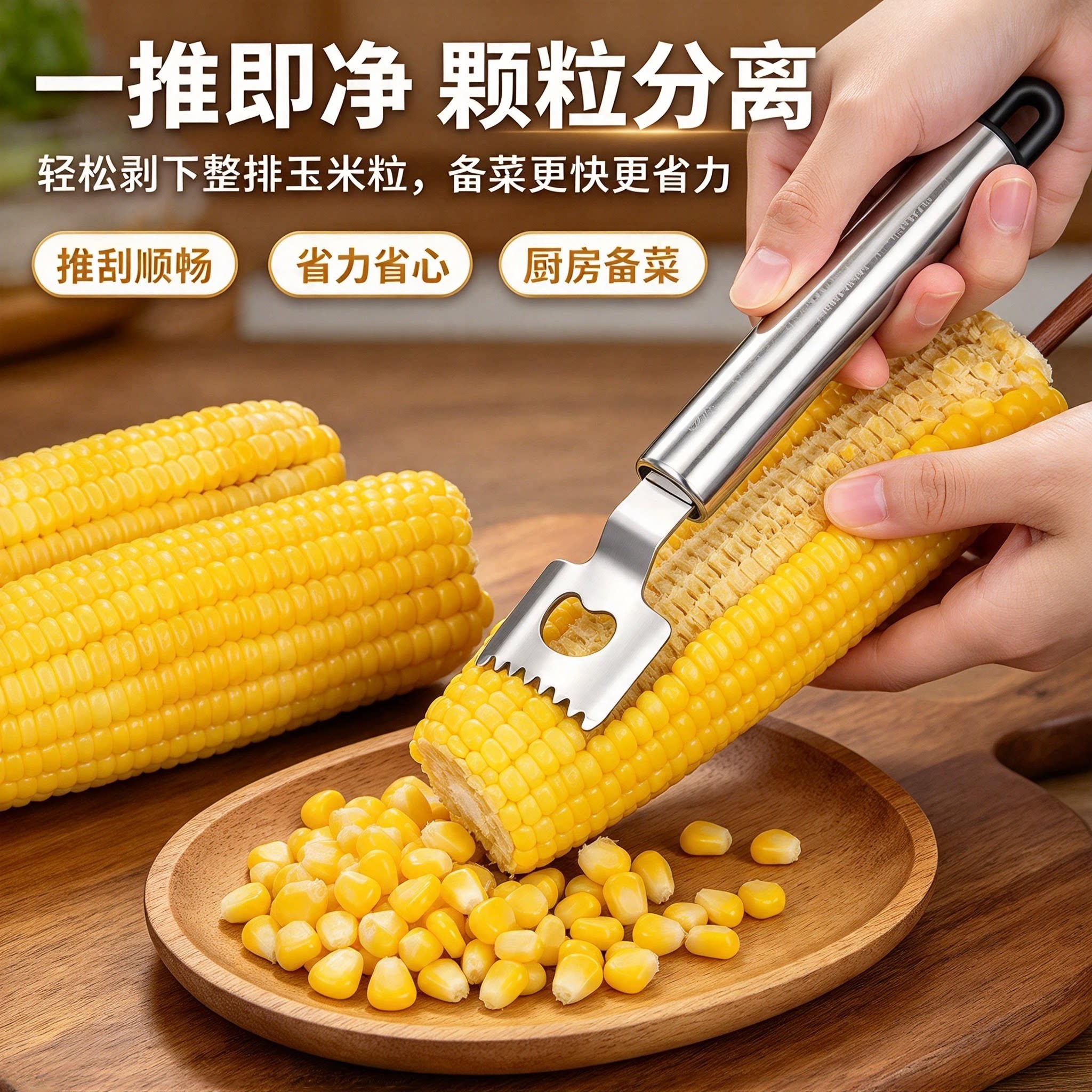 不锈钢铲玉米剥粒器家用玉米铲刀玉米粒分离器多功能手动铲工具YL
