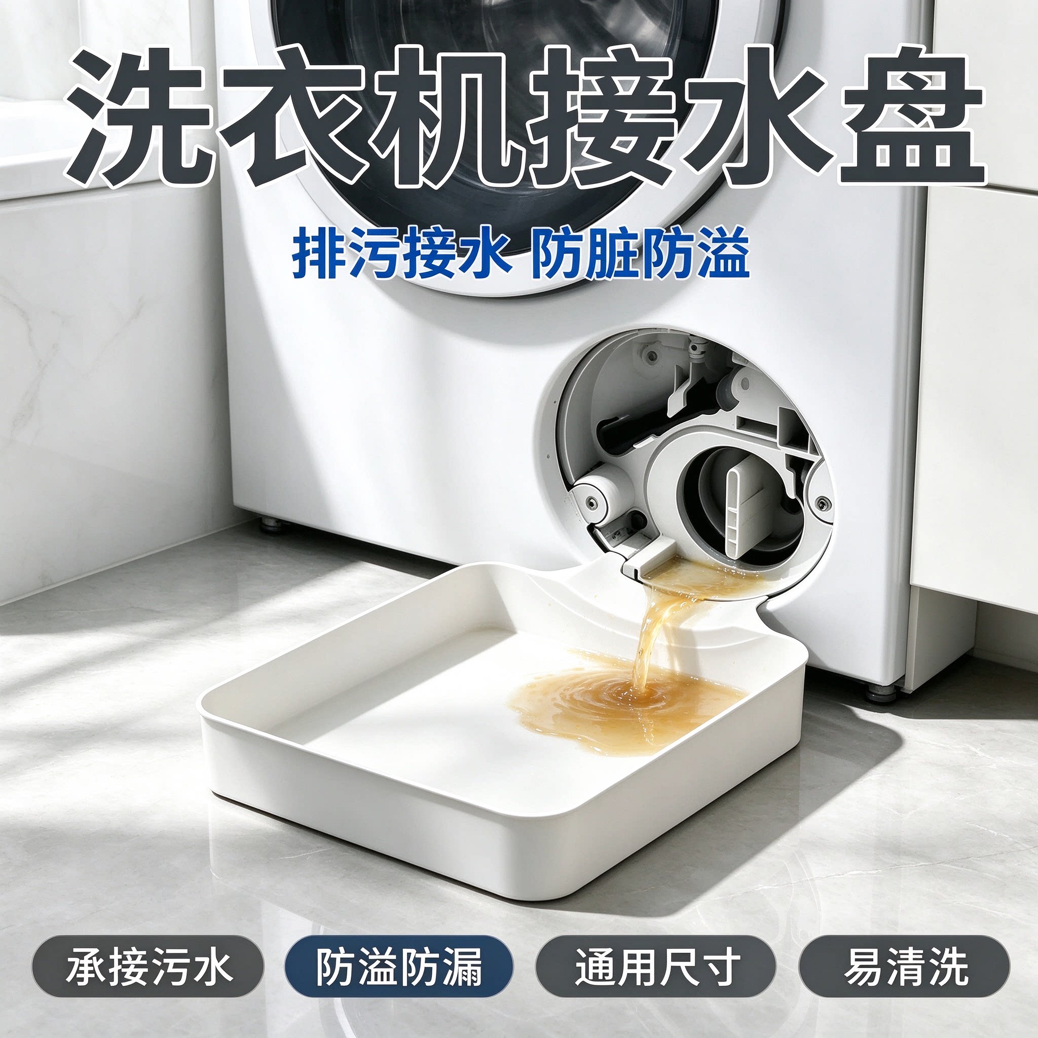 滚筒洗衣机接水盘防漏排水托盘通用排污积水接水盒下水器CL