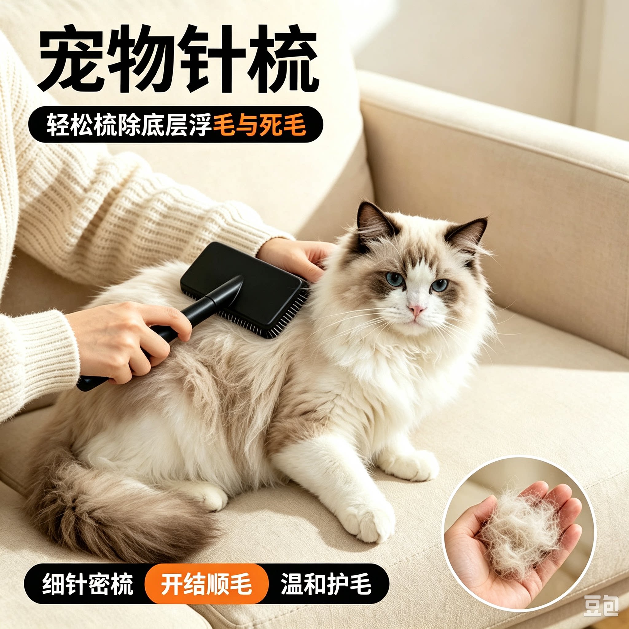 宠物针梳猫咪狗狗开结梳细针密梳去浮毛梳长毛猫犬专用梳毛神器CL
