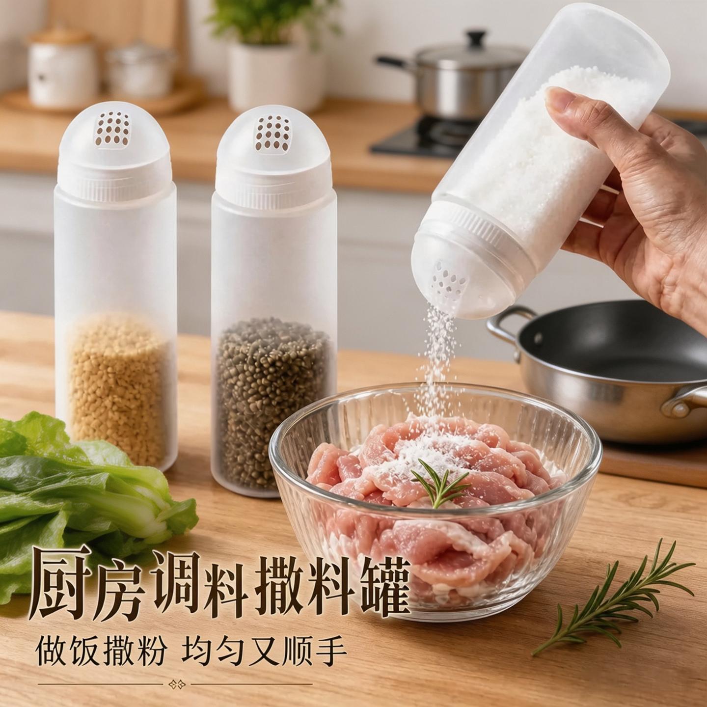 厨房调料撒料瓶罐家用食品分装瓶烧烤胡椒粉调味料收纳盒CL