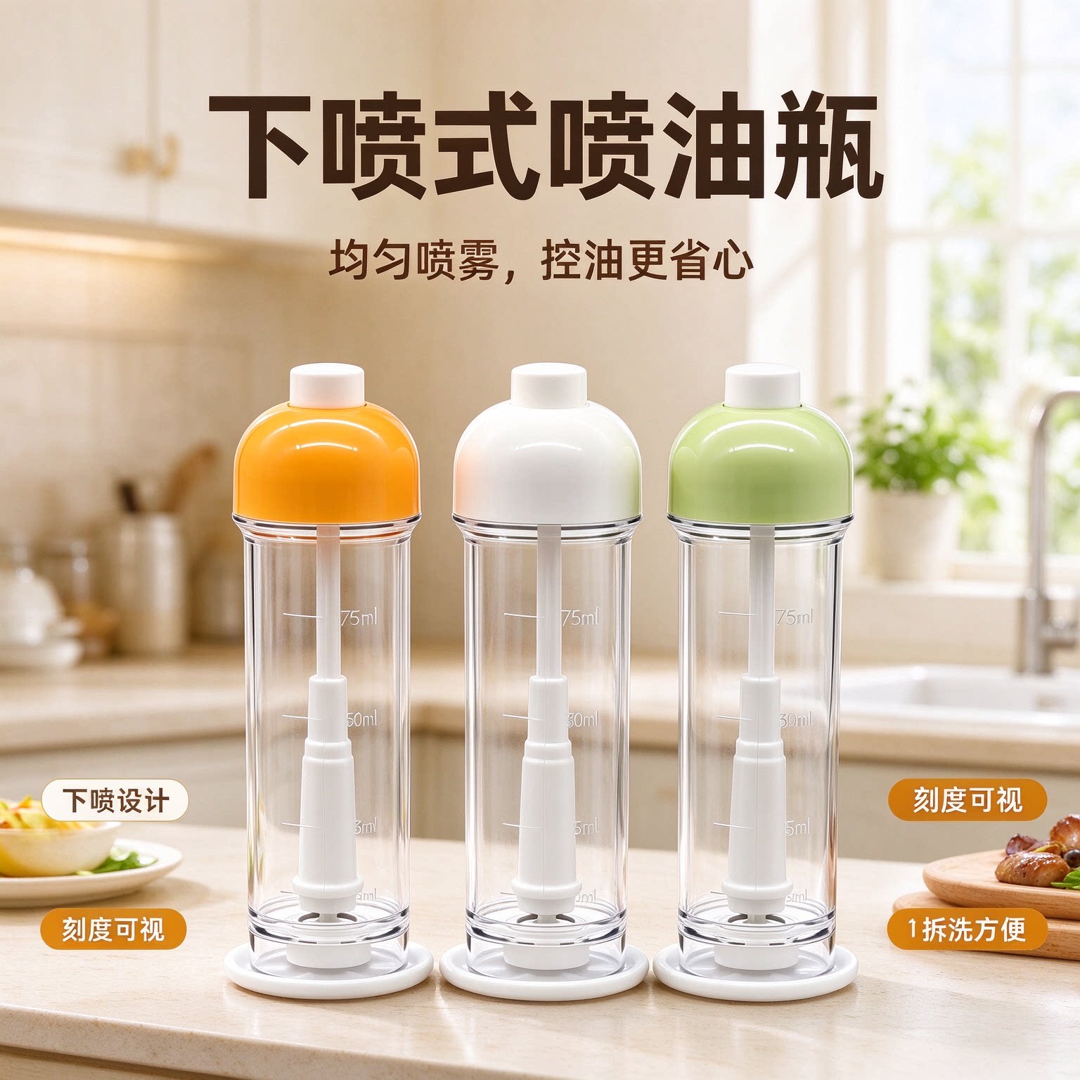 下喷式喷油瓶垂直喷油壶厨房防漏喷雾式油壶雾化控油壶CL