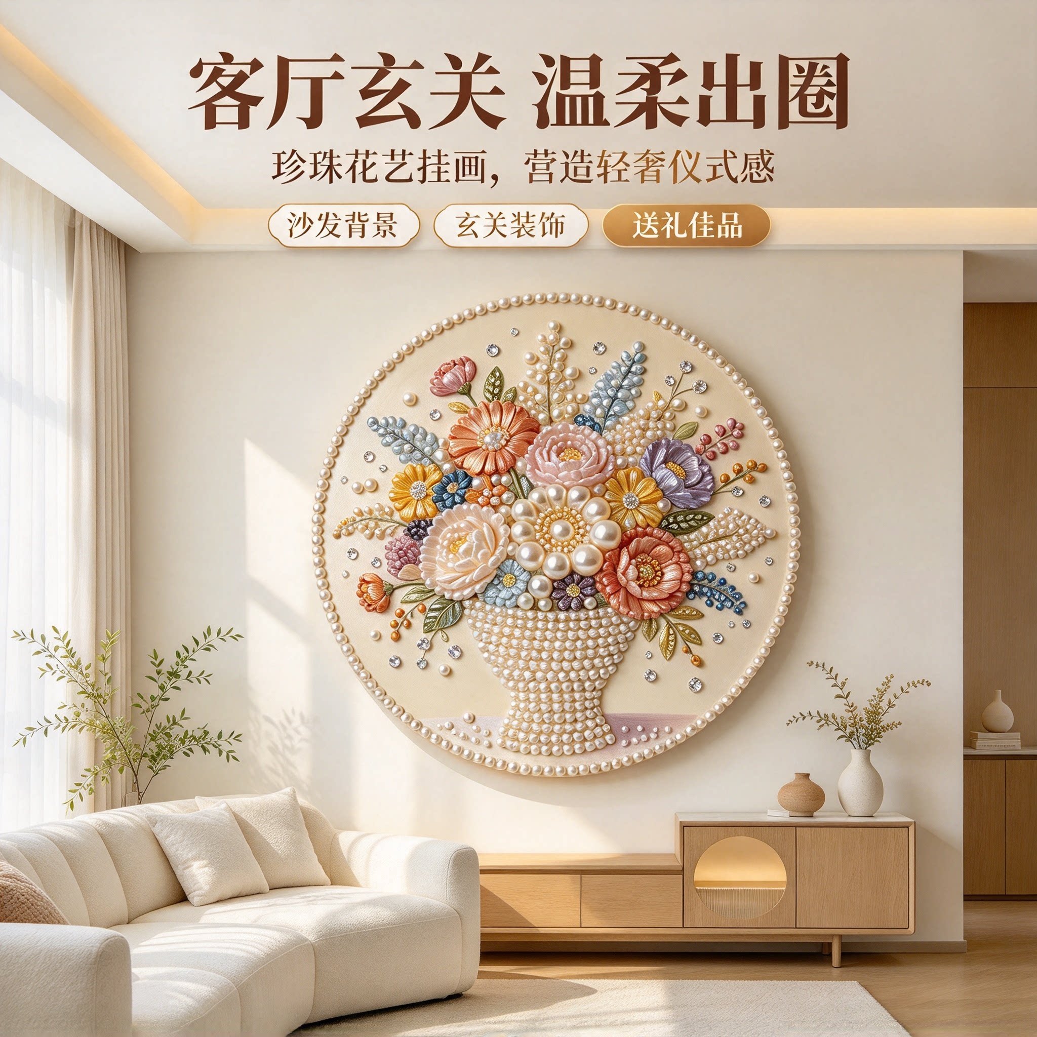 花卉动物植物圆形珍珠画材料包2026新款手工粘贴成人休闲手工YL