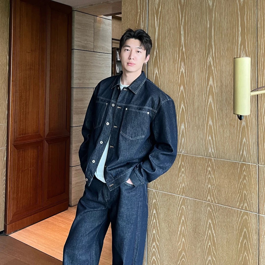 秋季牛仔套装男美式简约长袖外套时尚休闲潮流男裤两件套小众百搭