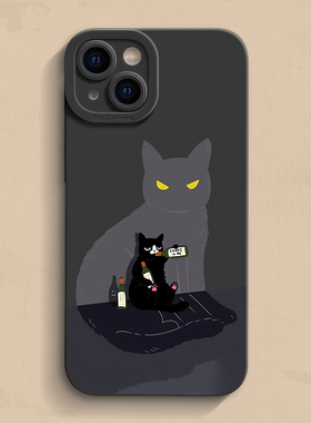 醉酒猫iPhone17手机壳苹果14pro max个性13创意12高级11新款xr保护16套mini男女15液态xr硅胶se3软2简约8plus