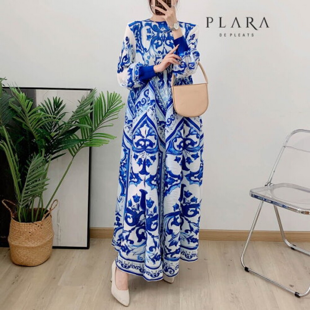 Plara 百褶民族风蓝色连衣裙 (88至)