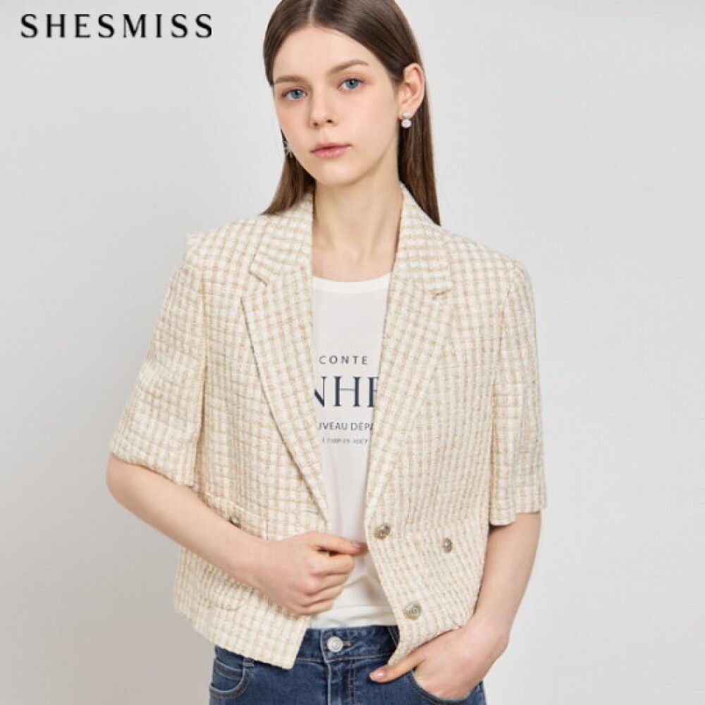 SHESMISS 高级版 格子呢半袖夹克 (不含税价格: 408000韩元)