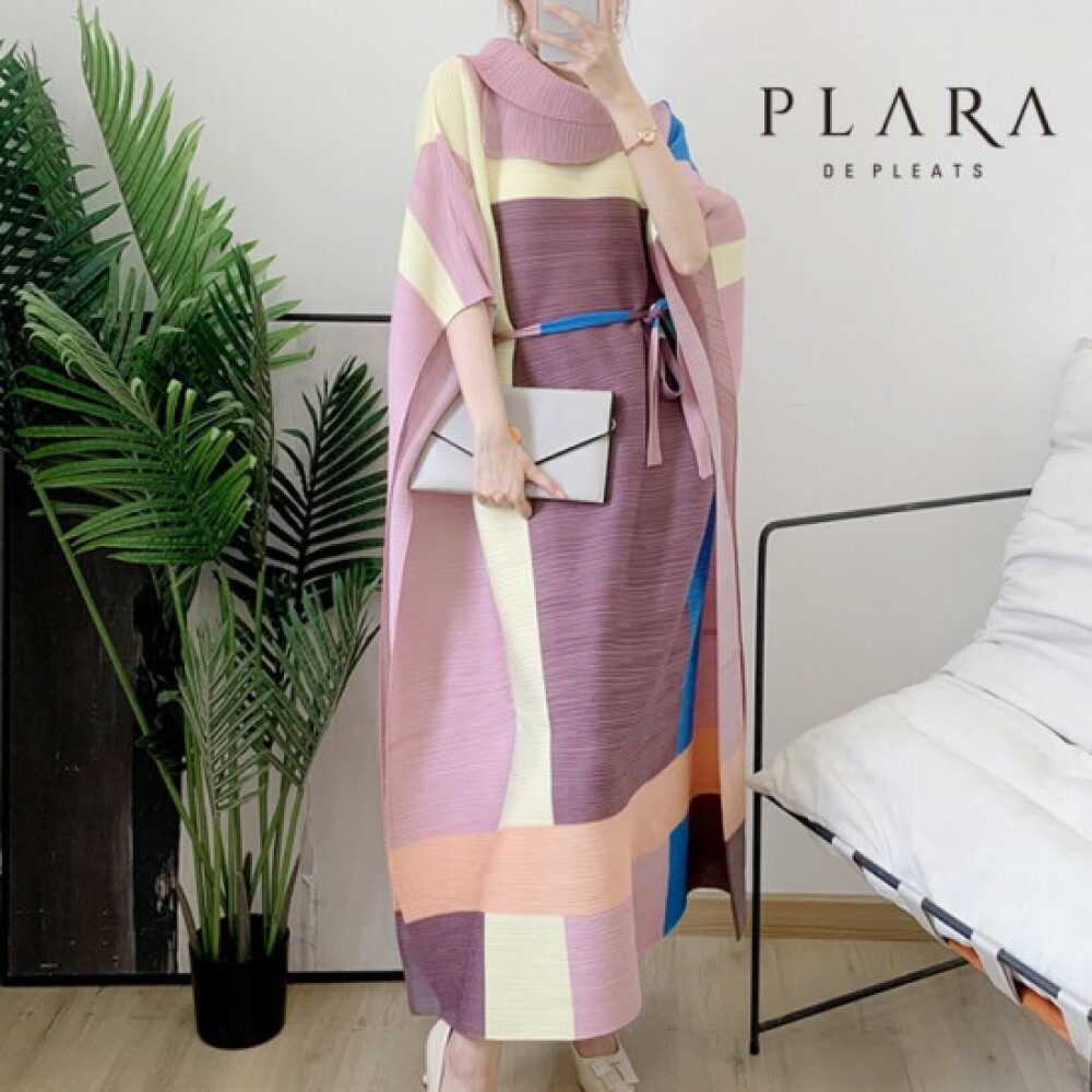 Plara 葡萄褶皱连衣裙 灰色_PK2MOP061C