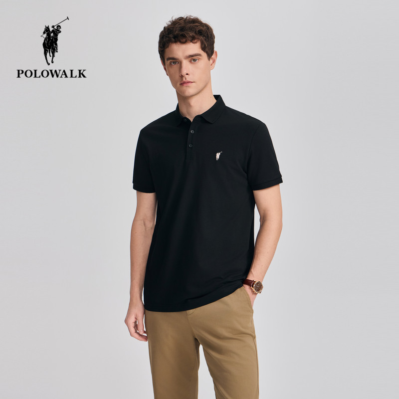 POLOWALK短袖男装POLO衫夏季简约透气凉感纯色经典男款POLO领T恤图片