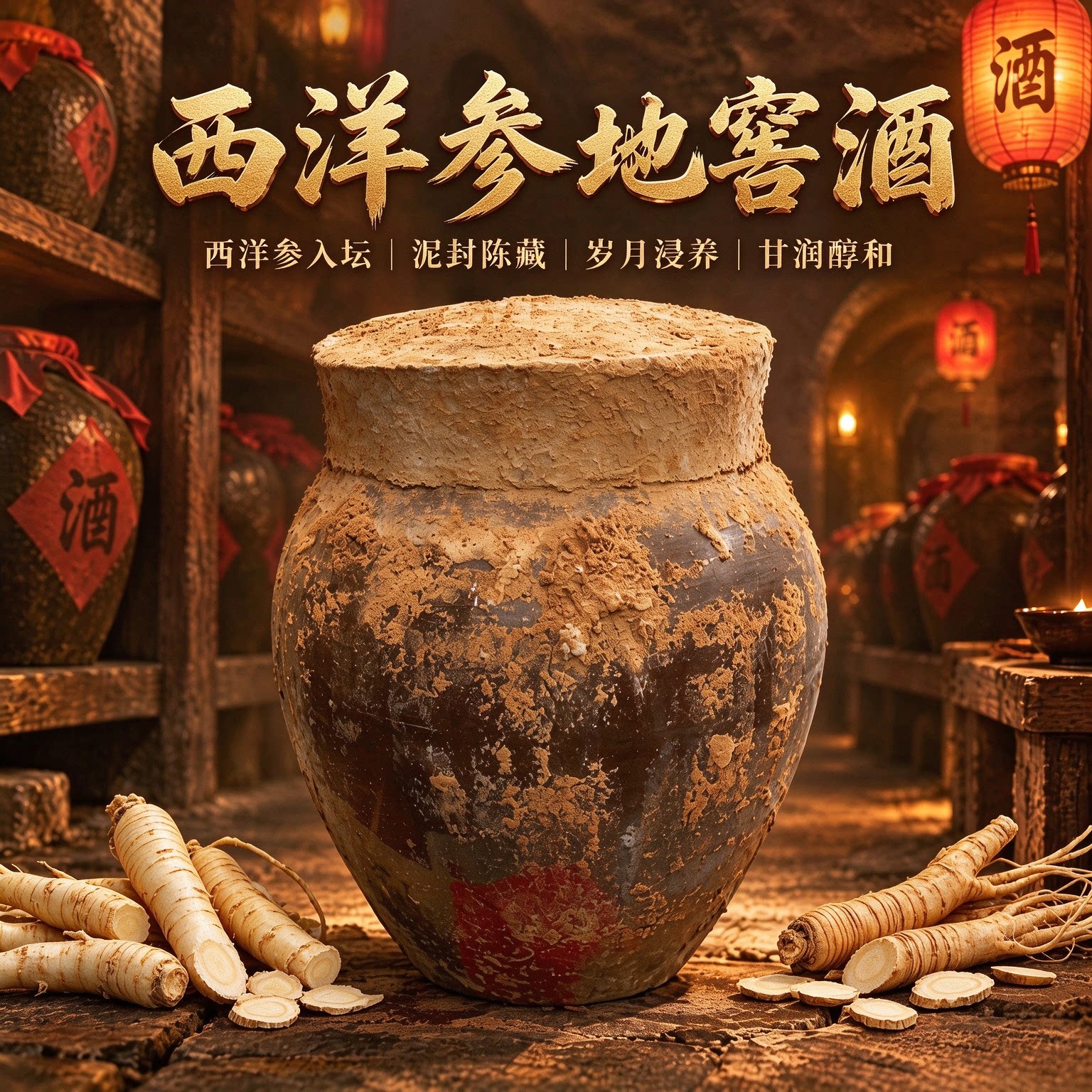 正宗西洋参酒40度10斤花旗参地窖酒果酒纯粮食滋补酒坛装养生泡酒