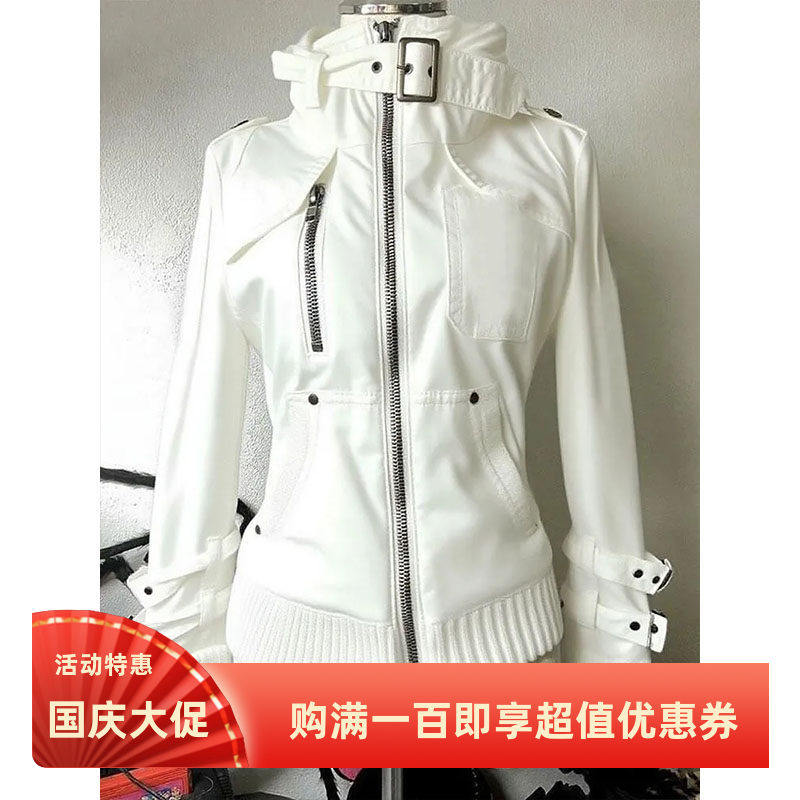 美式复古白色短款外套女秋季
