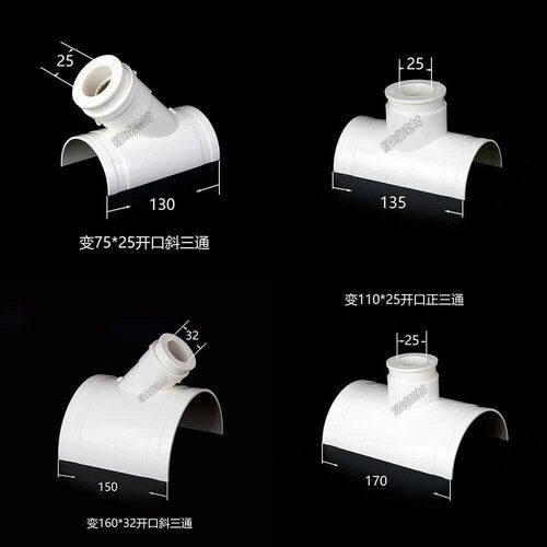 PVC50 75 110 160 200变20 25 32 40开口补漏三通 半边抱箍三通