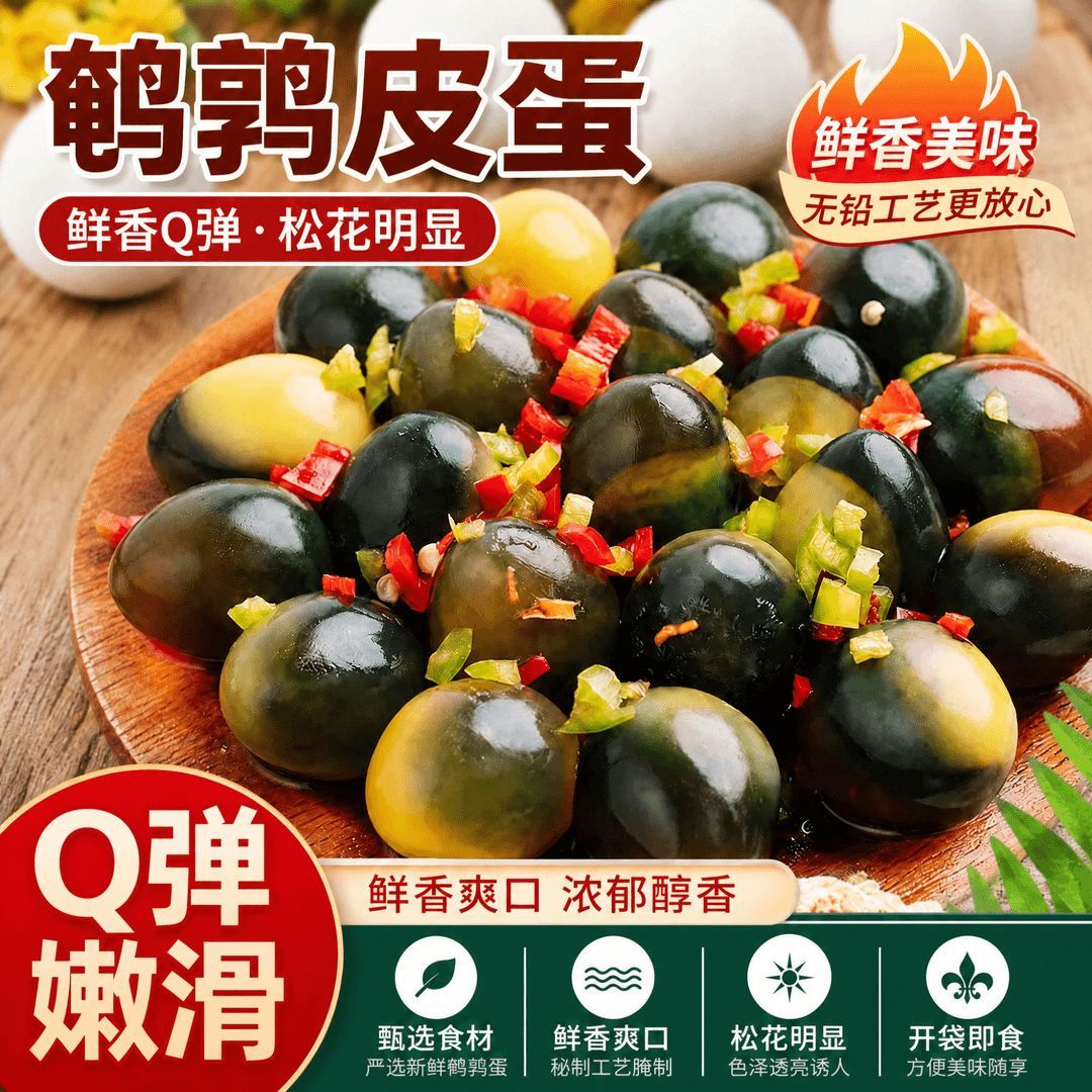【立减30元】无铅工艺鹌鹑皮蛋新鲜溏心蛋营养美味适合凉拌下酒SJ
