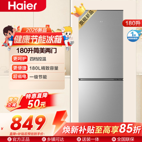 海尔180升双门新一级节能小冰箱