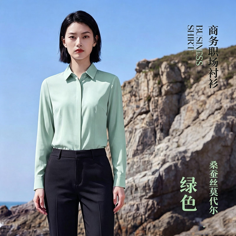 桑蚕丝莫代尔女式短袖长袖衬衫