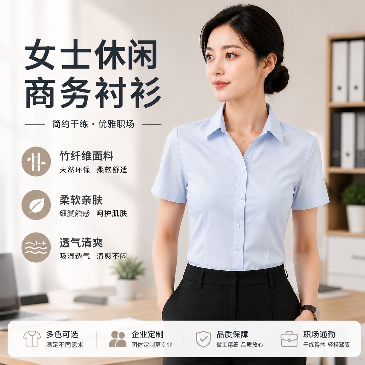 职业女衬衫短袖工作服