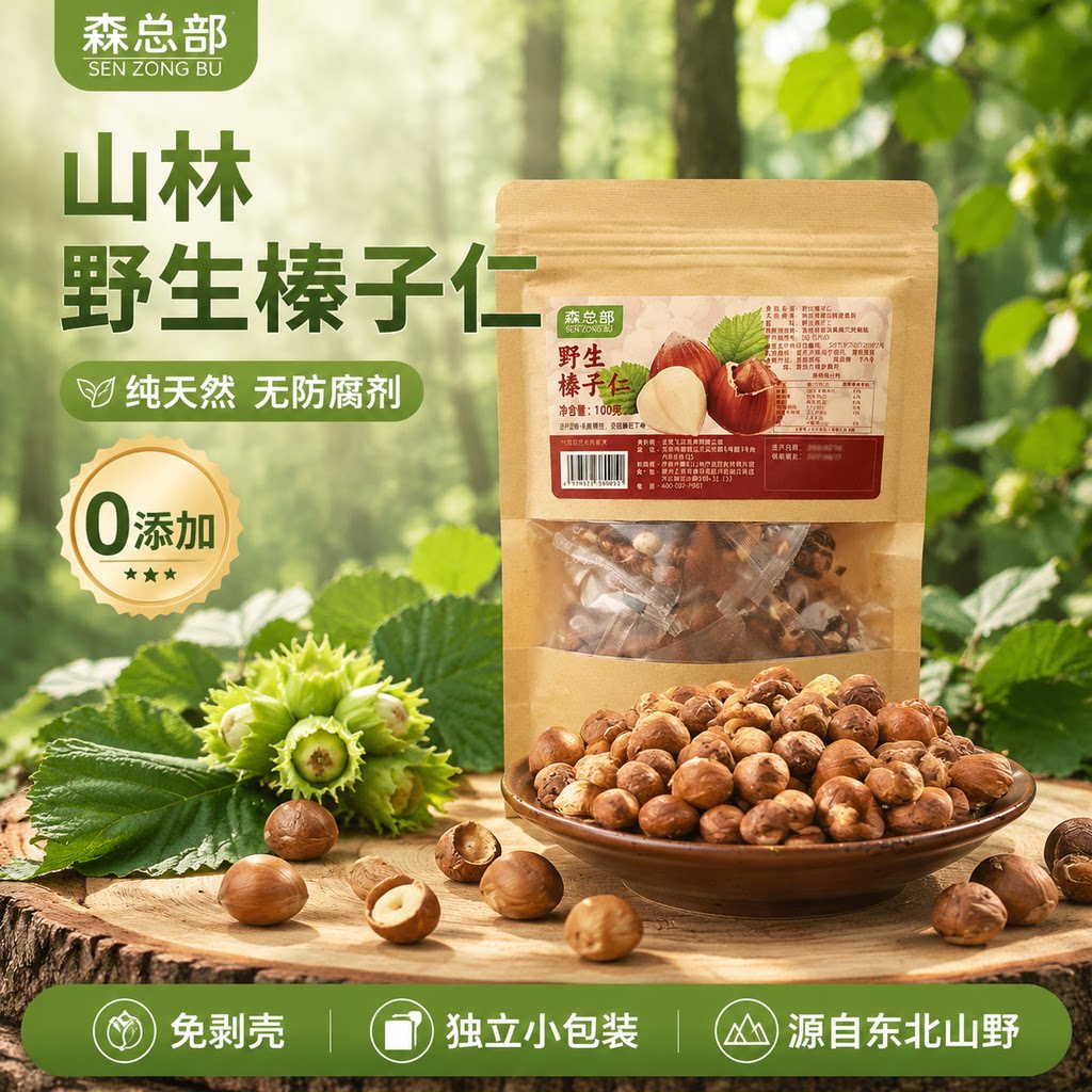 森总部开口大榛子仁100g袋装