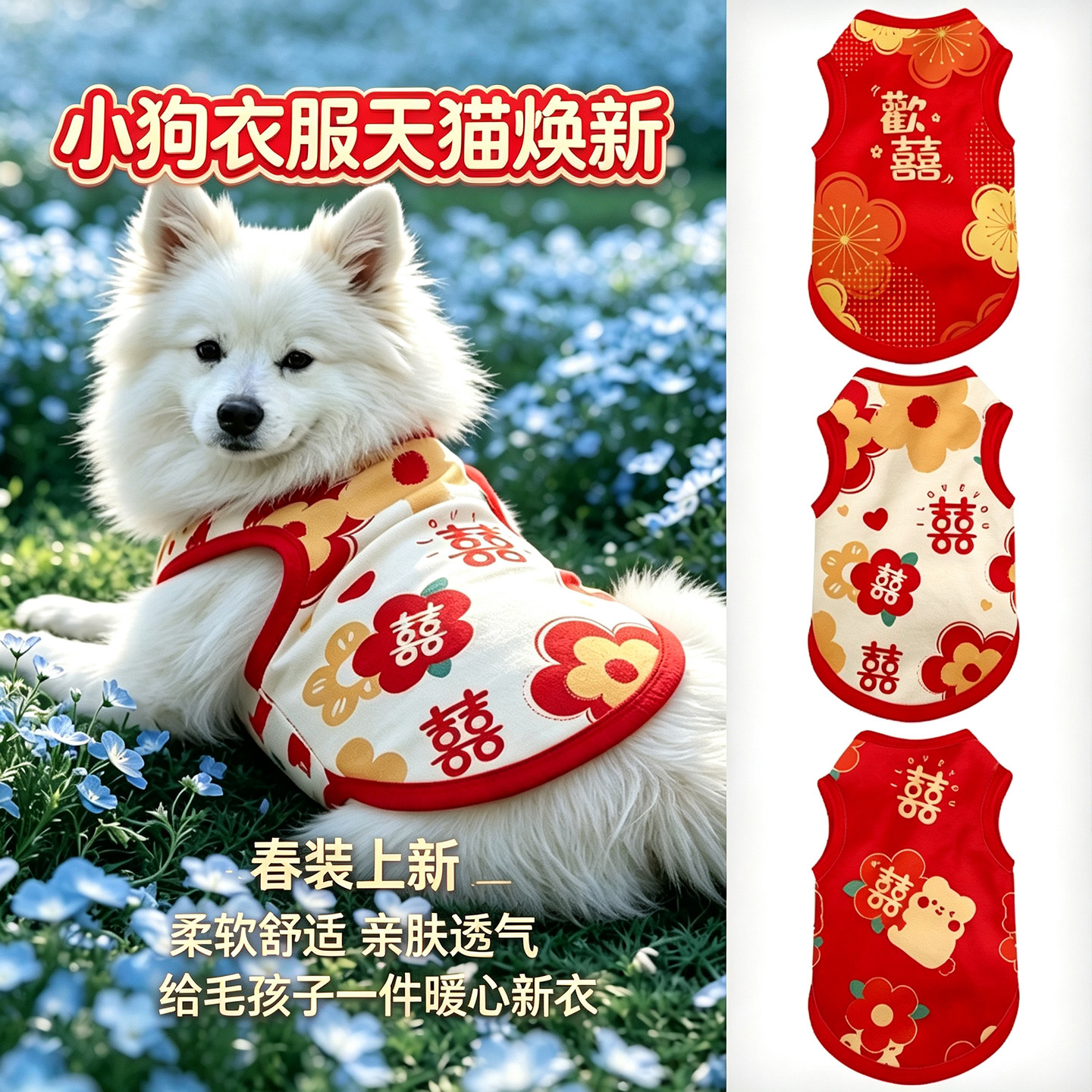 吾家有喜宠物背心防掉毛狗猫用