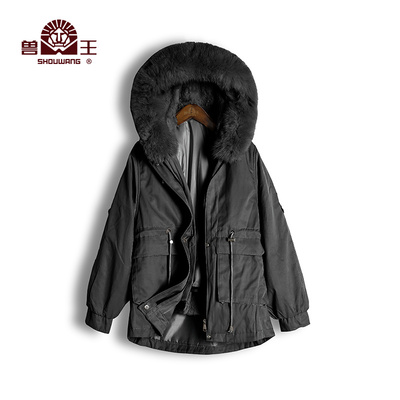 兽王通勤风兔毛内胆短款