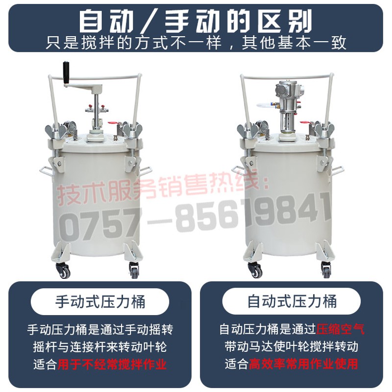 10 20 30 40 60L升气动自动手动搅拌储水压力桶涂料储水压力桶油
