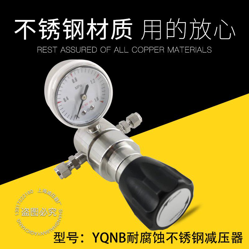 YQNB耐腐蚀不锈钢减压器单表接头 316防腐耐酸碱气体管路减压器阀