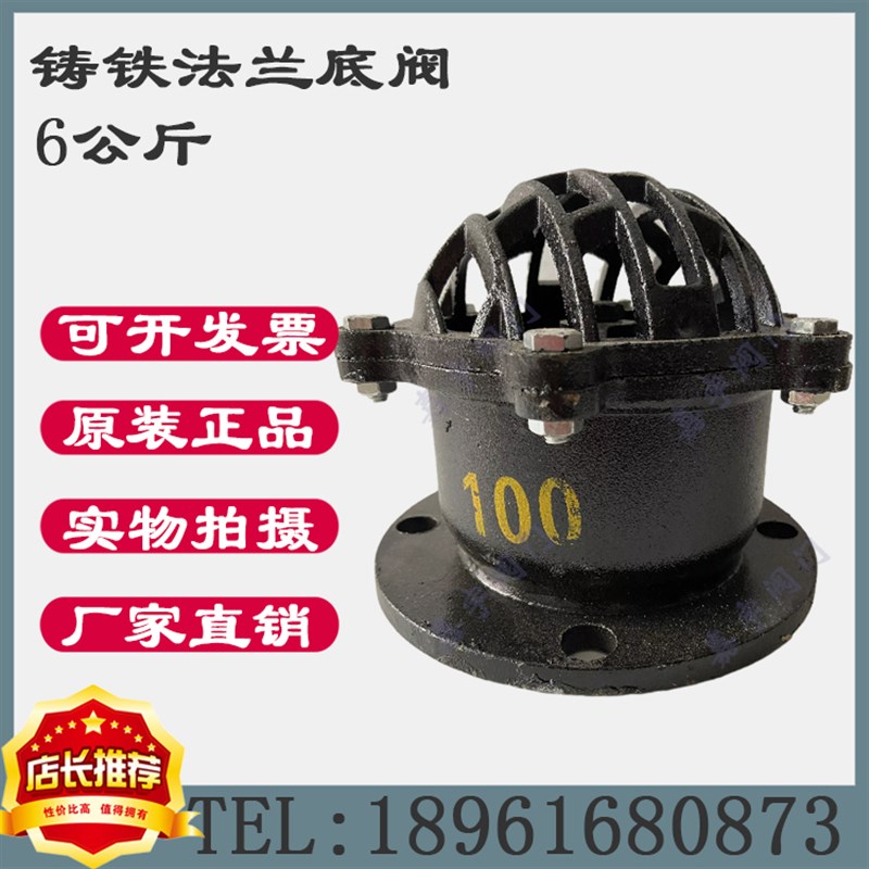 铸铁法兰底阀单向止回阀抽水泵6公斤法兰DN50 65 80 100 125 150