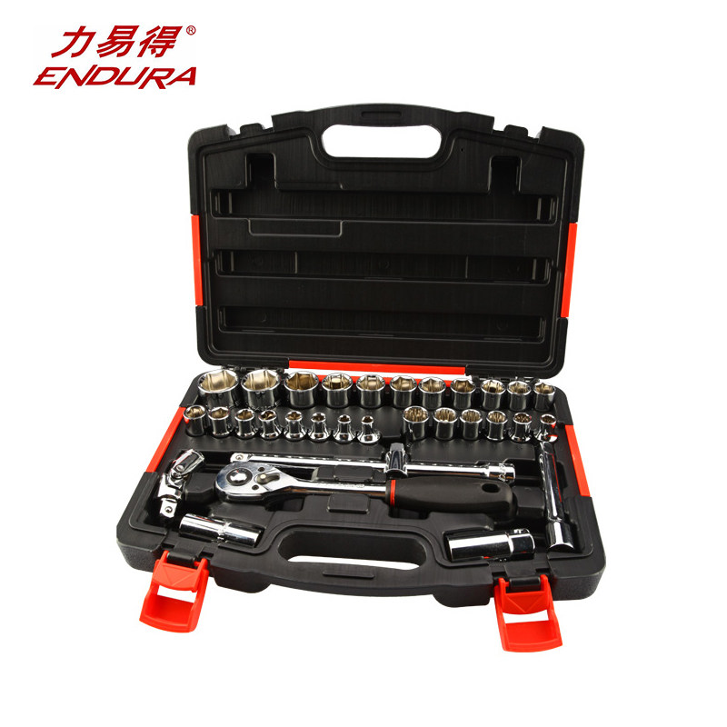 力易得32件12.5mm套筒工具组套E1217电信机修汽修可携式随车E1216