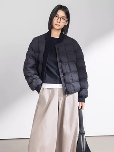 2025冬季新款鹅绒羽绒服女短款特色鹅绒服棒球罗纹褶皱显瘦防寒