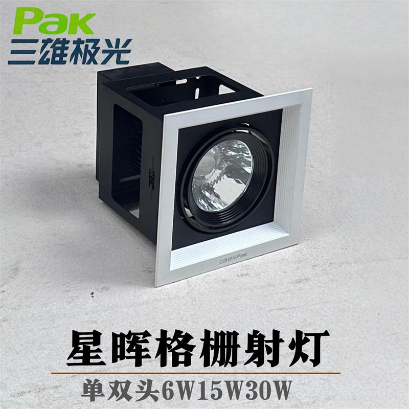 三雄极光星晖格栅射灯C0B双头单头2X15W30W嵌入式大瓦数高亮商用图片