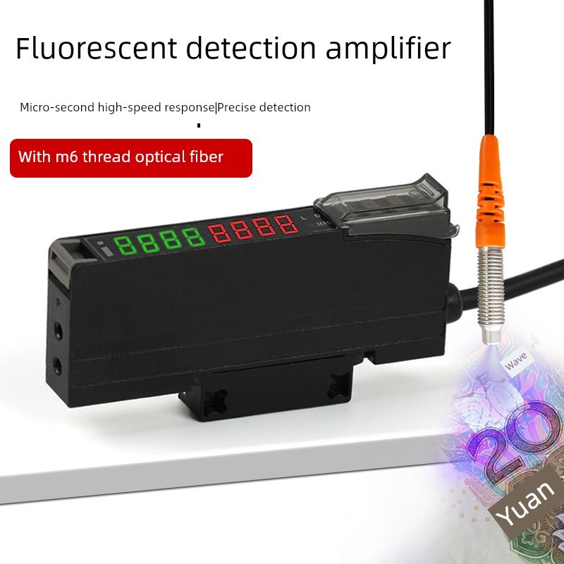 萤光检测光纤放大器M3M4M6漫反射光纤感测器24V光纤感应器
