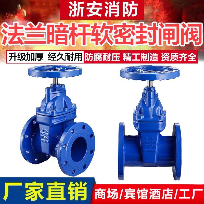 Z45X软密封闸阀暗杆弹性座封法兰闸阀消防管道铸铁阀门DN50-500